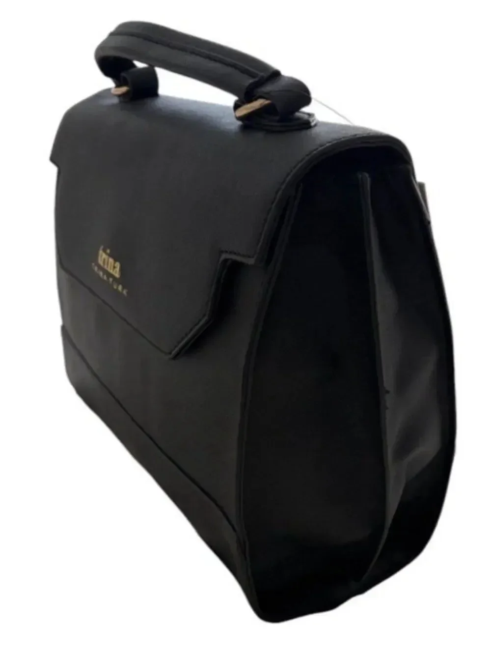Trina Turk Top Handle Satchel Black Vegan Leather Shoulder Bag NWT $148 MSRP